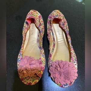 Madden Girl Pink Floral open toe ballet flats, size 8.5